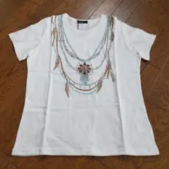 コムサイズム　ホワイト 半袖Tシャツ　プリントデザイン