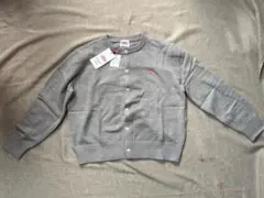 DANTONグレー ボタン付きカーディガン 赤いロゴ