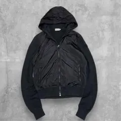 モンクレール MONCLER ジップパーカー 切り替え 異素材 ブラック