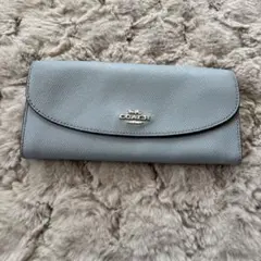 ぽ*ん様 COACH コーチ 長財布 ブルー 水色 ボタン