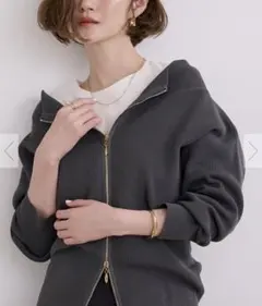 美品　UR'Sダブルジップ リブニット カーディガン