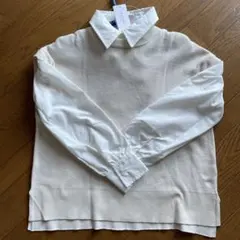 長袖 ベージュ ニット クリーム色 重ね着風