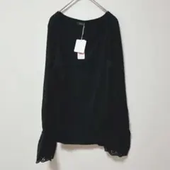 未使用✨ リュリュ【3L】袖口レースのリブカットソー 大きいサイズ 袖フレア