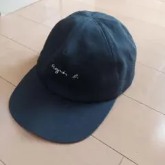 アニエスb黒キャップ ロゴ刺繍　フランス製