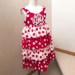 赤ドット柄ワンピース  6歳用