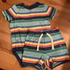 GAP BABY ストライプロンパース、ハーフパンツ2点セット