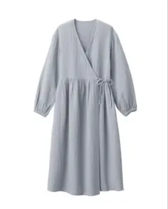 無印良品 ふんわりしぼガーゼ　ロングカーディガン XL ライトブルー