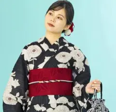 ◇大人ゆかた◇糸菊花火涼し黒紺浴衣◇どなたでもお似合いになる古典
