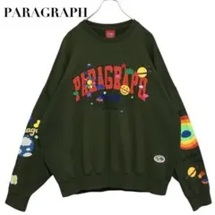 【美品】パラグラフ スウェット トレーナー スマイルハッピー 緑 フリーサイズ
