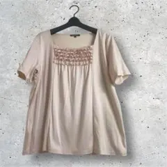 大きいサイズ！23区　フロントフリルデザインカットソー