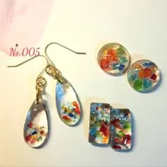 SALE♡カラフル琉球ガラスレジンピアス ３点セット
