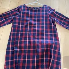 ネイビーとレッドのチェック柄ワンピース