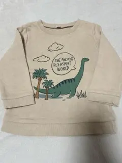 恐竜プリント ベージュ トレーナー 80