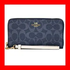 COACH ラウンドファスナー 長財布 シグネチャー デニムマルチ レディース