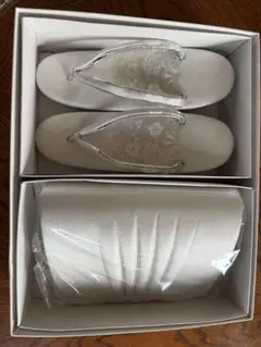 アイボリー 花柄草履とバッグセット