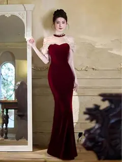 エレガントロングドレス 結婚式 イブニング 高級感漂うパーティー用