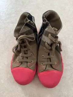 Burberry チェック柄 ハイカットスニーカー ピンクソールのサムネイル