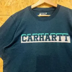 【希少デザイン】カーハート センターロゴ Tシャツ ダークブルー 美品のサムネイル
