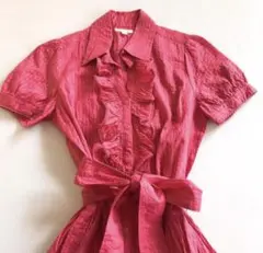 L'EST ROSE フリル付き半袖シャツワンピース 2号