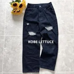 KOBE LETTUCE PM デニムパンツ ダメージ加工 紺 綿100%のサムネイル