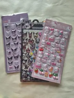 キティ・クロミぷっくりシール3枚セット