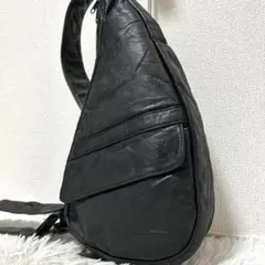 【廃盤✨オールレザー/アメリバッグ】ヘルシーバックバッグ　ショルダー　黒　男女兼