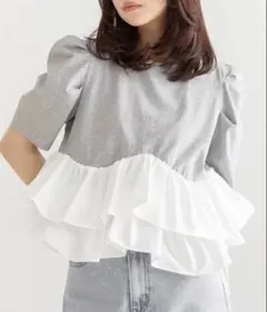 RANDA ♡ タフタフリルペプラムTシャツのサムネイル