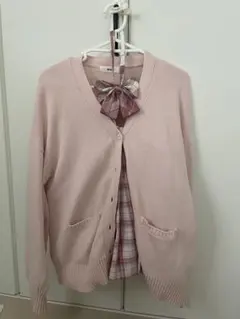 WEGO ピンク カーディガン チェック柄スカート付き