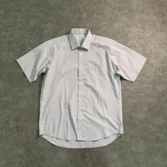 【ヴィンテージ】無地 半袖ワイシャツ ビジネス グレー古着usedSM27
