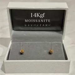 14Kgf／4mm モアサナイト ロイヤルブルー 両耳ピアス ゴールドフェイル 
