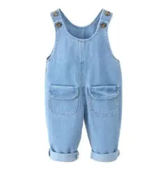 未着用　サロペット　デニム　女の子　男の子　子ども　かわいい　ロールアップ