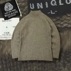 90s オールド ユニクロ ハイネック ウール ニット セーター L