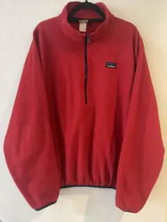 90s USA古着 L.L.Bean ハーフジップ フリース 赤 ビッグ