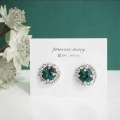 再販❤️シルバー》エメラルド☆中粒jewelry bijouピアス