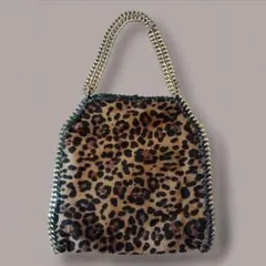 【美品】レオパード　ヒョウ柄チェーンショルダーバック　2wayバック　スエード調
