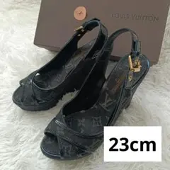 美品✨️ 路易威登 黑色 坡跟凉鞋 23cm CL0122