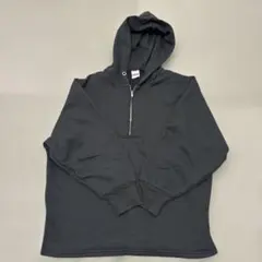 ダークグレー フロントジッパー パーカー