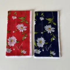 KENZO ハンカチ 2枚セット 花柄 レッド ネイビーのサムネイル