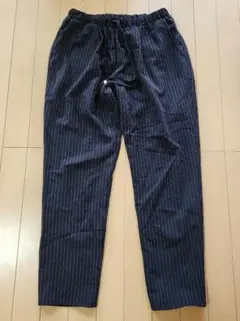Gracia　グラシア　ストライプカジュアルパンツ　濃紺　L