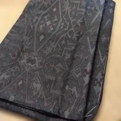 昭和レトロ　夏紬　着物　幾何学模様　単衣　リメイク　着用可　藍地