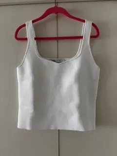 ZARA リブニット タンクトップ ホワイト Mのサムネイル