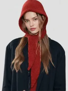 赤ずきん ニット帽 バラクラバ 細いマフラー