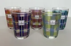 昭和レトロ　LE CARRE チェック柄グラス 5個セット