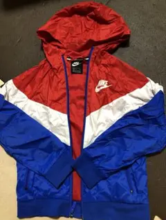 Nike フード付きジャケット S 赤/白/青ナイロン　ジャケットキッズ　ナイキ