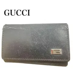 GUCCI グッチ レザー 6連キーケース Gマーク ブラック×シルバー