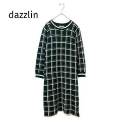 ★美品★ dazzlin チェックジャガード　ニットワンピース　七分袖　もっちり