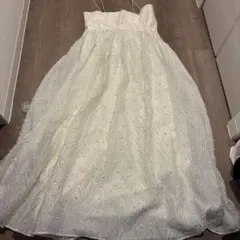 ホワイト パール装飾 キャミワンピース M