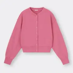 ジーユー GU〔M〕クロップドスウェットカーディガン(長袖)ピンク ボリューム袖
