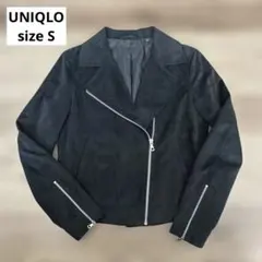 UNIQLO スエードタッチライダースジャケット 羽織り　アウター ブラックSのサムネイル