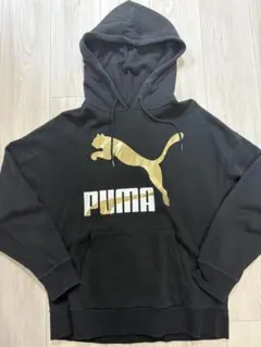 PUMA プーマ パーカー ブラック ゴールドロゴ